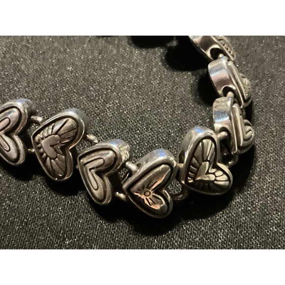 Brighton Heritage Heart Bracelet Silver Plated w/ Fold Over Clasp W/ Dust Bag - Picture 6 of 9